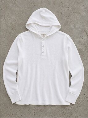 Denim & Supply Ralph Lauren Waffle Knit Hooded Henley Shirt Men XXL White Comfy